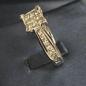 10 K Silver Diamond Engagement Ring